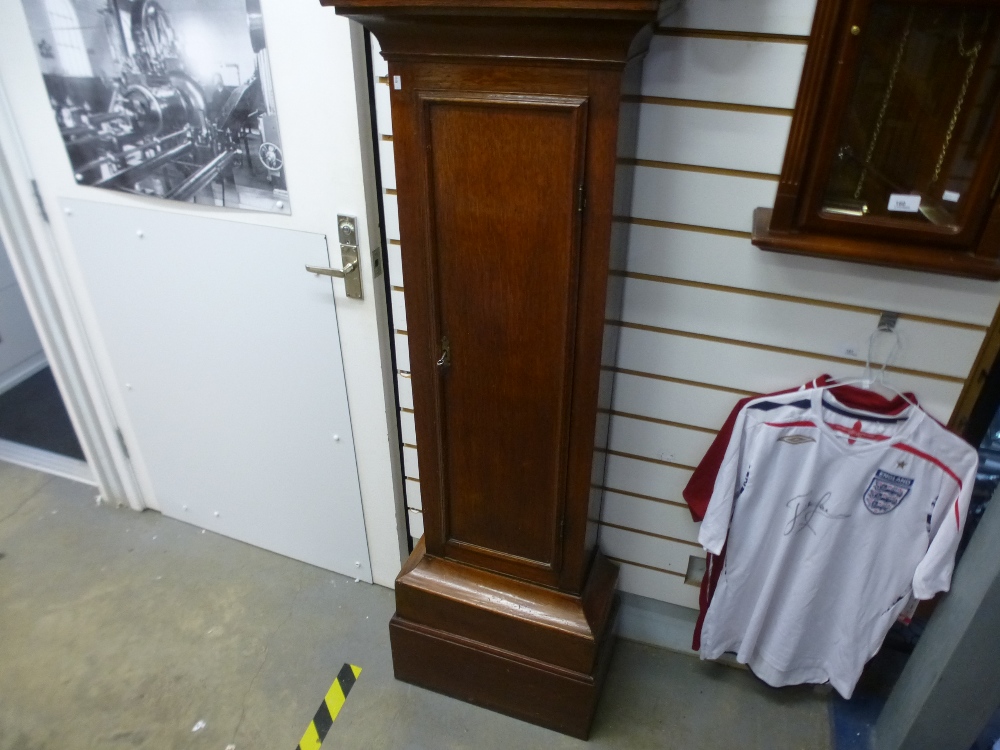 A dark oak grandfather clock with a brass dial - Image 2 of 3