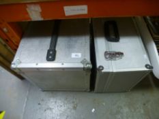 Two metal cases containing 60-70s Soul vinyl LPs