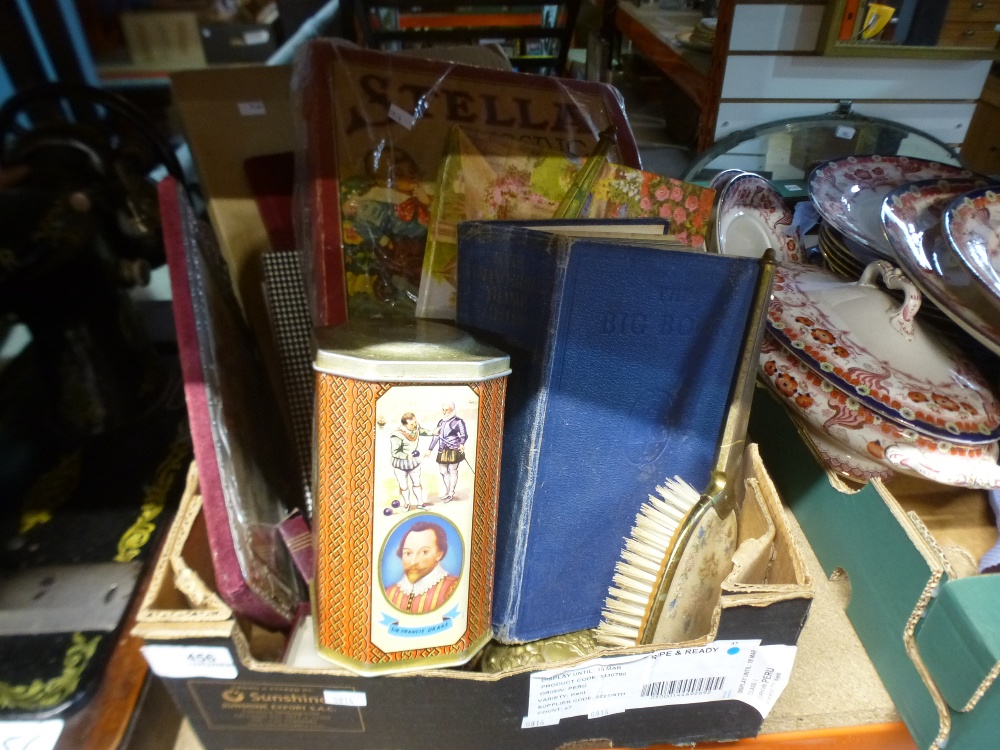 Box of mixed collectables, including books, puzzles, pictures and a Singer sewing machine - Image 2 of 2