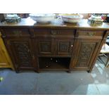 Mahogany sideboard with 3 drawers over cupboards