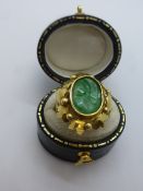 18ct yellow gold dress ring set with Jade in floral mount, size K/L, total weight