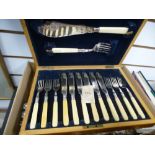 A set of Victorian fish knives and forks, a quantity of Kings pattern cutlery and sundry