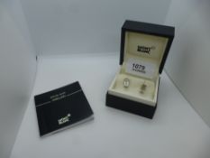 Pair of boxed Silver Montblanc studs, marked 925