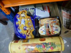 A box of collectables, tins including Oxo, Liquorice Allsorts, Smarties etc.