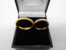 Two x 22 carat hallmarked wedding rings - weight approx 8.7g