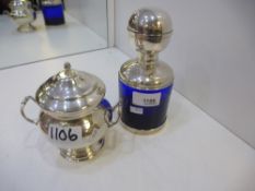 Two silver foreign items including a silver and blue glass bottle marked 800, silver smith Renato