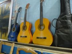 Six various acoustic guitars