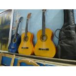 Six various acoustic guitars