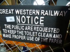 Railway notice sign