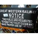 Railway notice sign