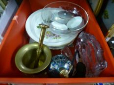Two boxes of glass and china, to include Aynsley, Royal Albert and Wedgwood, etc