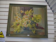 A.Nikolsky; a still life oil painting of vase of flowers, signed and dated 1963, 80 x 65 cms