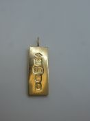 9ct yellow gold Ingot pendant marked 375, 4cm, approx 27.2g,