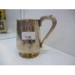 A white metal, possibly continental, tankard of decorative engraving weight approx 9.07ozt