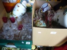 Two boxes of mixed glass and china to include Franklin porcelain, Royal Worcester, Noritake, house