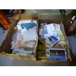 Two boxes of World stamp covers and philatelic ephemera