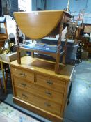 An oak two flap tea trolley and a chest of drawers - 2