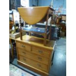 An oak two flap tea trolley and a chest of drawers - 2