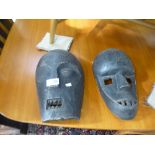 A selection of African style carved wooden face masks - 10