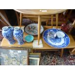 A pair of Chinese blue and white vases and sundry