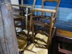 Six various chairs and a child’s desk, plus 4 ladderback chairs