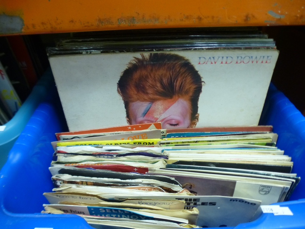 Two crates of 70s/80s Rock Pop vinyl. To include Bowie, Abba, Deff Leopard and 7" singles - Image 2 of 3