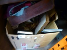 A box of mixed books, prints and sundry