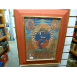 Two framed and glazed Hindu tapestries