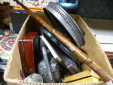 A box of mixed metalware, to include silver plate etc