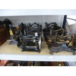Ten Victorian and later swan neck sewing machines