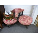 A Victorian ebonised two dimension seat with turned decoration - altered