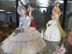 Three Royal Doulton collector's club ladies and two others 'Top o' the Hill' and 'Daydreams' - 5