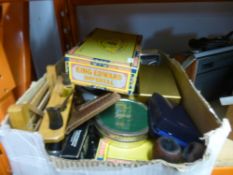 A box of smoking collectables, to include lighters, pipes, matchboxes, etc