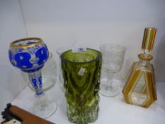 A quantity of mixed glass items, to include a White Friars vase, etc