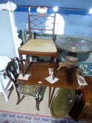 An Edwardian Sutherland table, two chairs and sundry