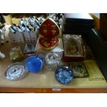 A selection of glass paperweights to include Caithness, Poultons artists series, along with two