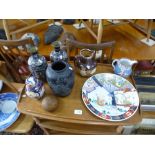 A pair of Japanese cloisonne vases and sundry