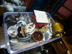 A carton of china, dressing table glass set and sundry