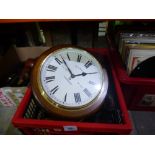 A box of treen and a boxed Rolls razor, Projection lens and modern wall clock