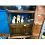 Dark oak two tier shelf with cupboard and modern chest of drawers