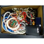 Box of mixed costume jewellery including, necklaces, Celtic style necklace, bead necklaces, etc