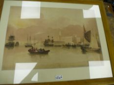 S.Read, S.N,A. 'In Portsmouth Harbour', a watercolour, signed and dated 1819, framed and glazed,