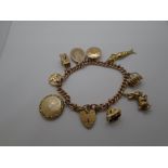 9 carat rose gold charm bracelet marked 375, hallmarked Birmingham c/w 9 hallmarked gold and
