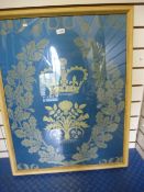 A framed Queensway fabric panel from Queen Elizabeth II's Coronation in 1953