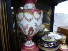 Four floral plates, having gilt decoration a French porcelain urn, AF and other similar items