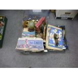 Two trays of old toys and similar