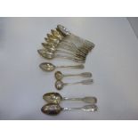 A set of 12 silver teaspoons hallmarked Exeter 1859, maker's mark Edward Osment, two teaspoons