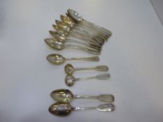 A set of 12 silver teaspoons hallmarked Exeter 1859, maker's mark Edward Osment, two teaspoons