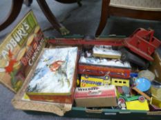 A quantity of lead figures, road signs and other toys