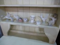 A set of three Lladro geese, two Royal Copenhagen birds and sundry